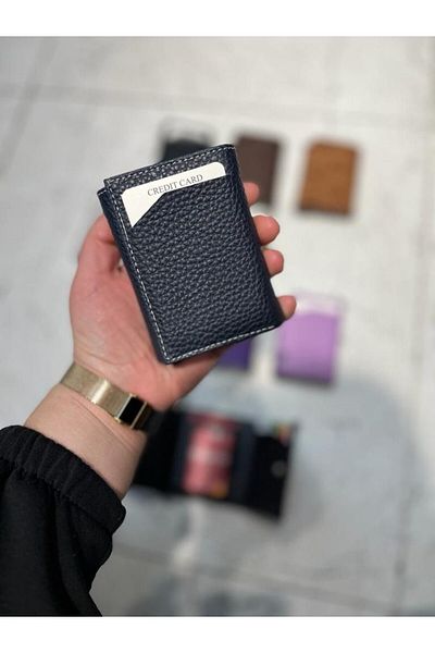 NEFTEE Unisex Mechanized Automatic Slide Faux Leather Card Holder Wallet (7Cmx10Cm)