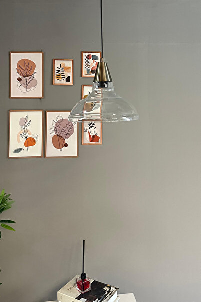 Bamyum Vishi Cam Şeffaf Tekli Avize Eskitme Huni Başlık Retro Sarkıt Lamba Restoran Salon Aydınlatma