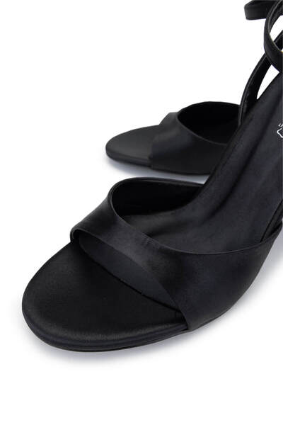 Tamer Tanca Women's Vegan Black Satin Heeled Shoes