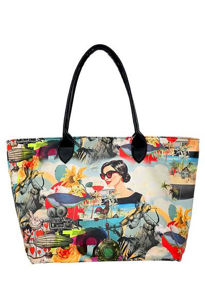 Dogo Women's Vegan Leather Multicolor Shoulder Bag - Lucid Dreaming Design