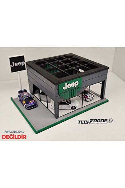 Tech Trade Jeep Diecast Showroom Garaj Diorama 1:64 Ölçek
