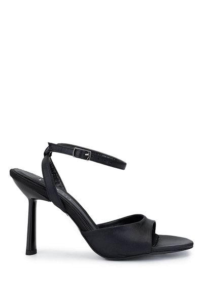 Tamer Tanca Women's Vegan Black Satin Heeled Shoes