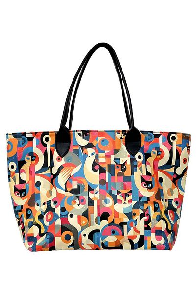 Dogo Women's Vegan Leather Multicolor Shoulder Bag - Geocat Design