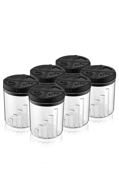 HOMENIVA 6 Black Smart Lid Spice Jars