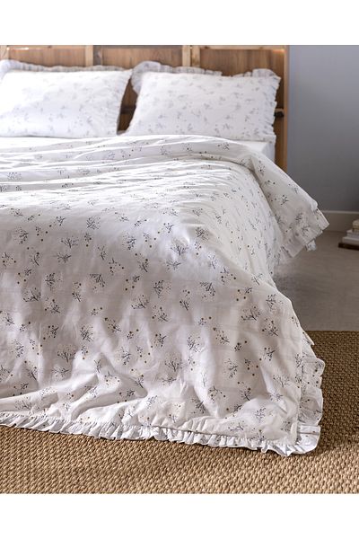 Madame Coco Jules Double Personality 100% Cotton Ruffle Duvet Cover Set - White
