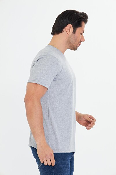 TRENDHİLL Men's Cotton Crew Neck T-Shirt Gray 5014-g