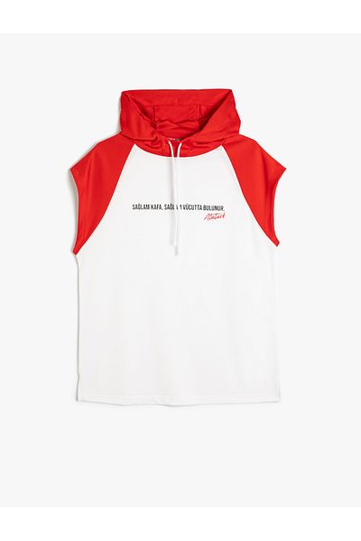 Koton Sport-T-Shirt mit prägnantem Wortaufdruck – ärmellos und mit Kapuze