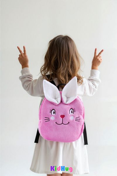 KidHug Premium Rabbit Pattern Embroidered Children's Bag - Horse Feather Fabric, 0-8 Years