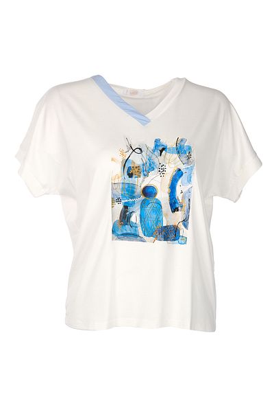 Vedi Women's Oversize V-Neck Short Sleeve Minimalist Blouse - Ideal for Casual Combos