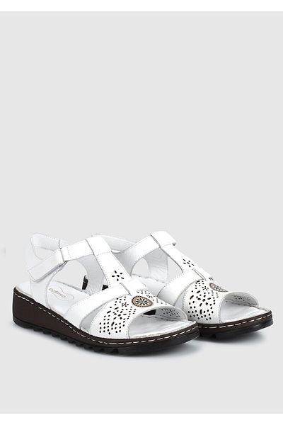 Eclipse Women's Comfort White Leather Sandals