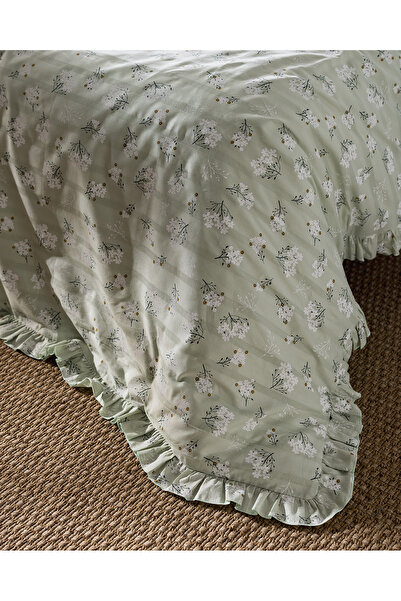 Madame Coco Jules King Size 100% Cotton Ruffle Duvet Cover Set - Saga