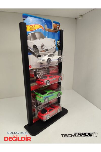 Tech Trade 1/64 Ölçek Model Araç Sergileme Standı, Hotwheels Kartonet Sergileme Standı, Siyah