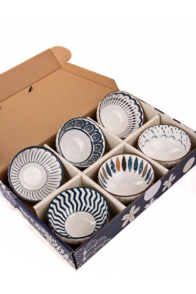 MUKKO HOME Set of 6 Porcelain Bowls 320 ml - Soup, Breakfast, Snack Gift