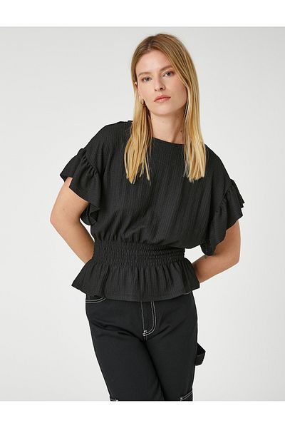 Koton Gipeli Flounce T-Shirt Boat Neck