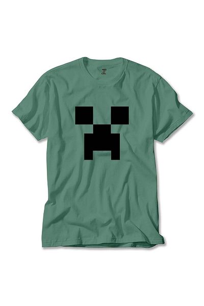 Z zepplin Πράσινο μπλουζάκι Mine craft Creeper Face
