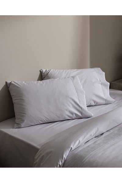 Madame Coco Yuviera Double 100% Cotton Embroidered Duvet Cover Set - Gray