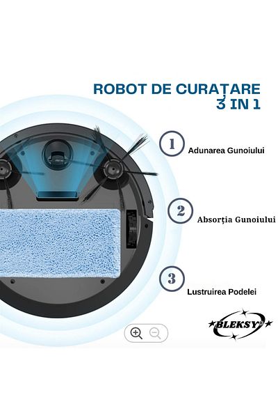 BLEKSY ® Ob8s Robot aspirator inteligent, autonomie de 70 de minute, control prin aplicație, silențios, detectare obstacole, negru