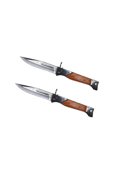 Depox Sada dvou loveckých nožů, AK-47 Assault, 22 cm, včetně pouzdra, hnědá