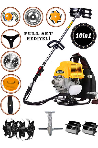 Eisenn Alman BCF 550 10 İn 1 Sırt Tipi Ot Çim Biçme Tırpanı+Toprak Eşeleme+Ak...