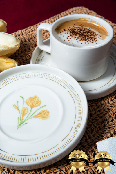 Heda Porselen Mimoza 4 Parça 2 Kişilik Porselen Çay Fincan Takımı