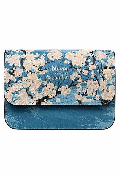 Dogo Дамска веганска синя чанта - Bloom Where You Are Design