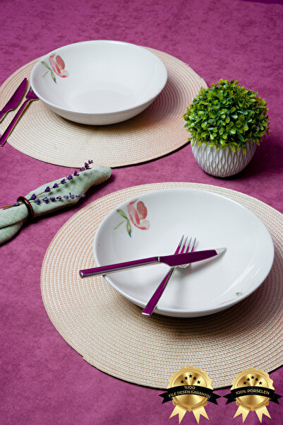 Heda Porselen Marbled Set of 2 Porcelain Salad Plates