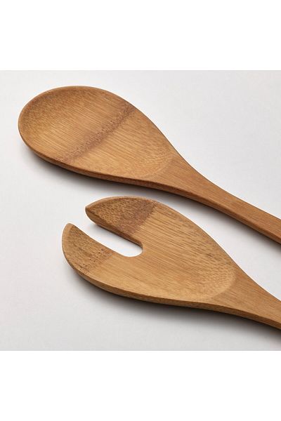 IKEA GRÖNSAKER 2-piece salad servers set, bamboo