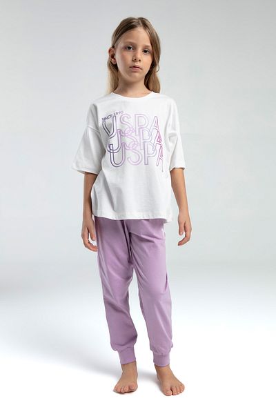 U.S. Polo Assn. Set de pijamale din țesătură din jerseu pentru fete, 100% bumbac