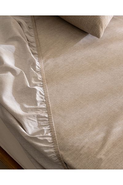 Madame Coco Odette King Size Beige 100% Cotton Ranforce Fitted Sheet Set