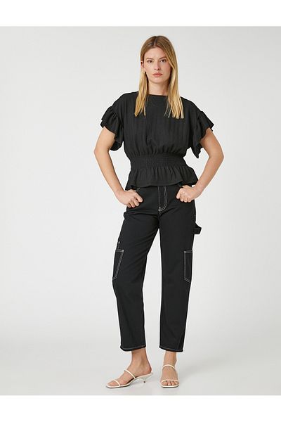 Koton Gipeli Flounce T-Shirt Boat Neck