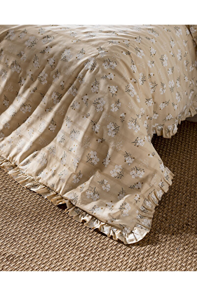 Madame Coco Jules Double Personality 100% Cotton Ruffle Duvet Cover Set - Beige