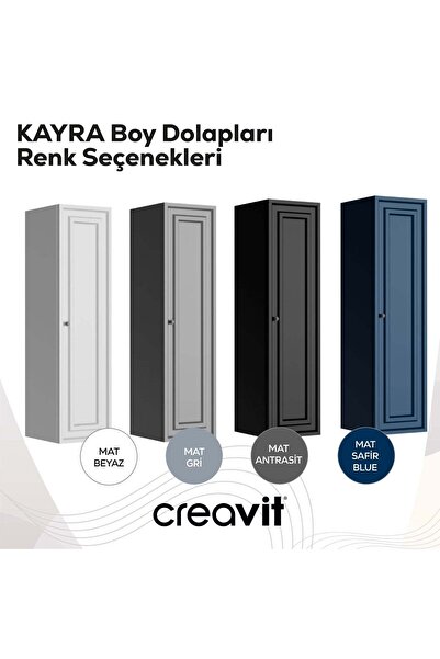 Creavit Kayra Boy Dolabı 130cm Mat Antrasit
