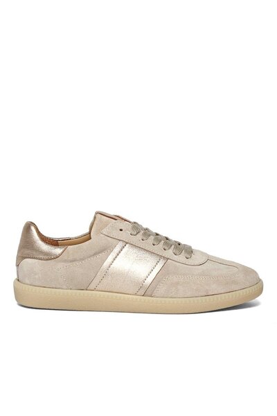 Celal Gültekin Kadın Bej Bağcıklı Süet Deri Sneaker