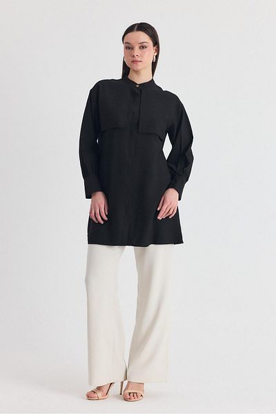 Rays Black Piece Detailed Rope Laced Shirt 4553A