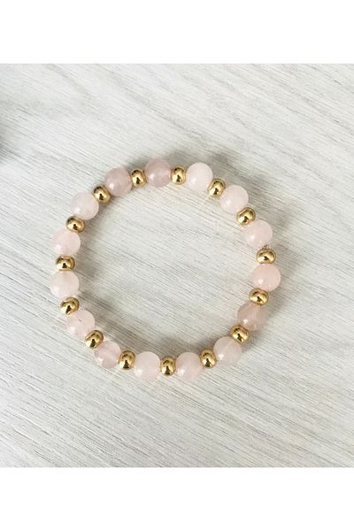 MK tasarım Mk Design Real Pink Quartz Stone Bracelet - Mkt 2025001001