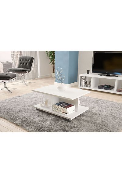POLITORNO White center coffee table for living rooms and homes, 92*80*40