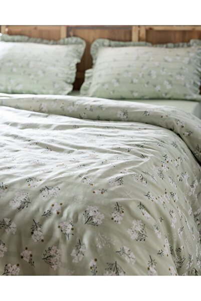 Madame Coco Jules King Size 100% Cotton Ruffle Duvet Cover Set - Saga