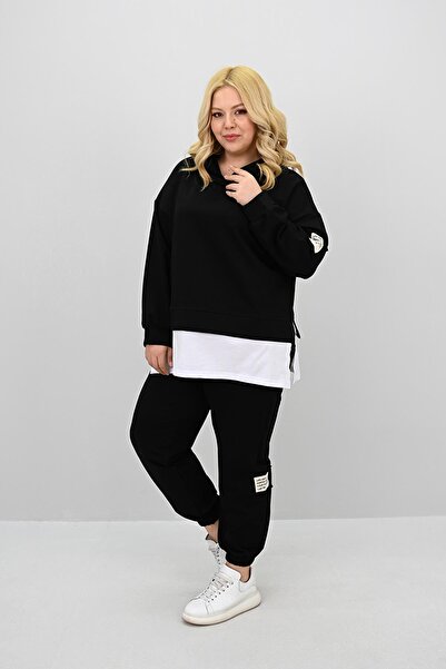 Koza Butik Γυναικείο Σετ Φούτερ με μακρυμάνικο καπάκι από καουτσούκ 8180-25