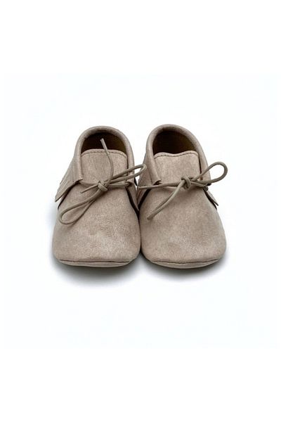MİNİBİRİ Stone Color Suede Leather Moccasin Baby Shoes Baby Booties