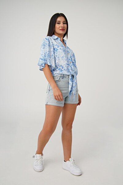 Hipo Trend Cămașă albastră cu model - cu cravată în față