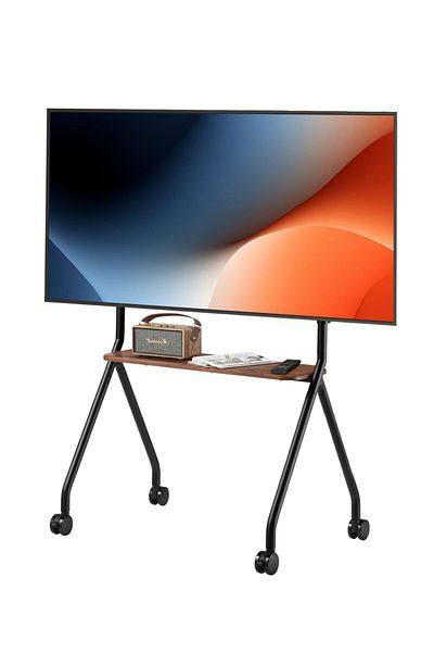 Old_Feller 32-75" Artistic Easel TV Stand: height-adjustable, wheels, wood shelf, heavy-duty, black