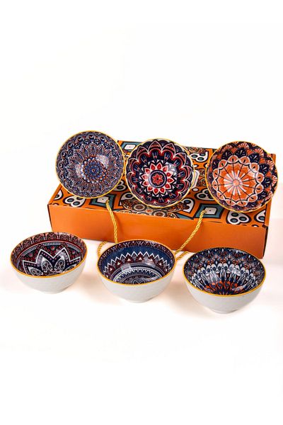 MUKKO HOME Set of 6 Porcelain Bowls 320 ml - Soup, Breakfast, Snack Gift