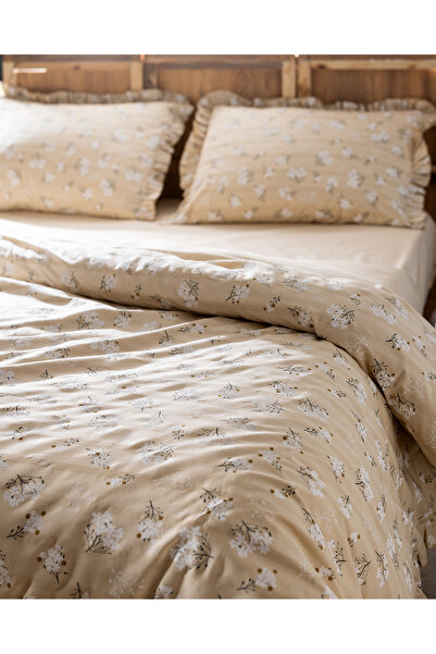 Madame Coco Jules Double Personality 100% Cotton Ruffle Duvet Cover Set - Beige