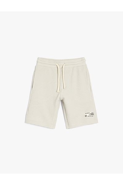 Koton Cotton Tie Waist Applique Detailed Pocket Shorts