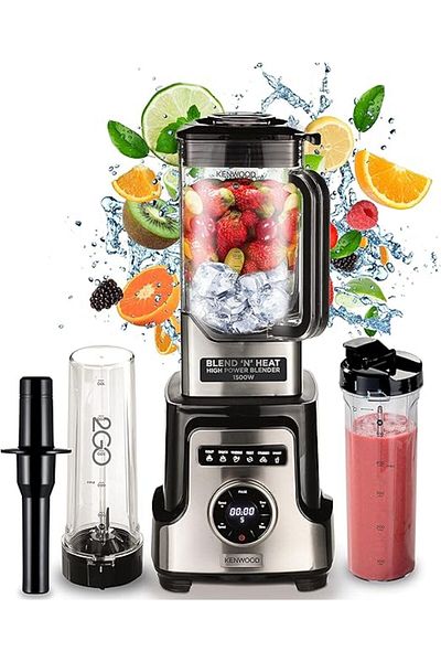 Kenwood خلاط كهربائي ممتاز، ١٥٠٠ واط، كأس سعة ٣ لتر، زجاجتان من العصائر، خاصية التسخين، ١٠ سرعات