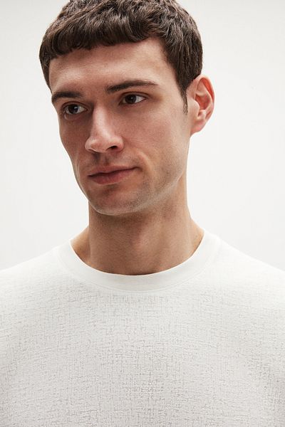 Twn Μπλουζάκι με σχέδιο Ecru Jacquard Relaxed Fit