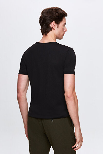 Twn Slim Fit Black Summer Rayon Knitwear T-Shirt