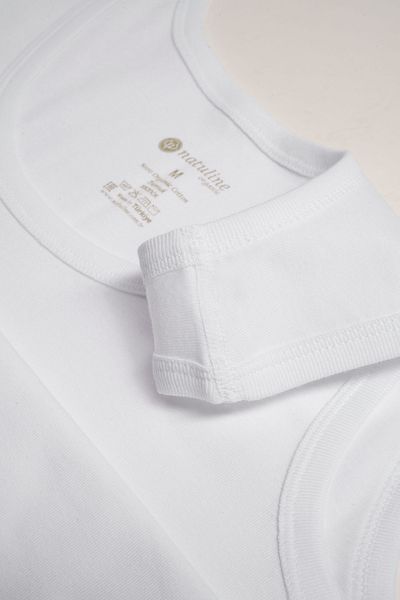 natuline Men's Organic Cotton Combed Ribbed Undershirt 2 Pack