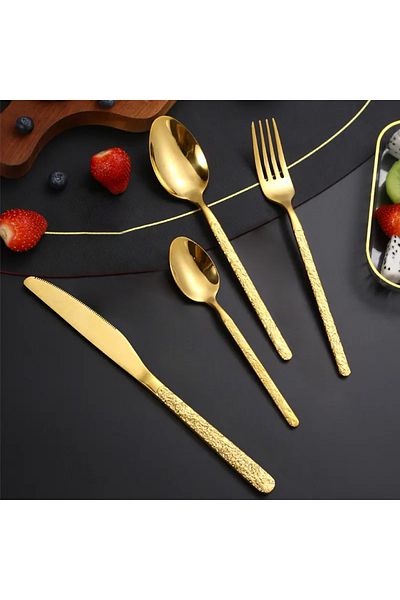 VAV GET 16-Piece Flatware Cutlery Set Service for 4 People, Elegant & Durable Design, Gold.