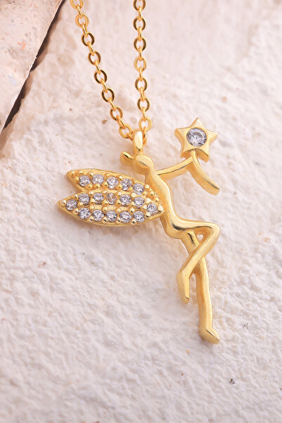 Lucente Jewellery Luxury Serisi Işıklı Hediye Kutulu 925 Ayar Altın Gümüş Kaplama Peri Kolyesi Perili Kolye